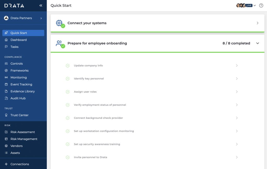 Drata onboarding