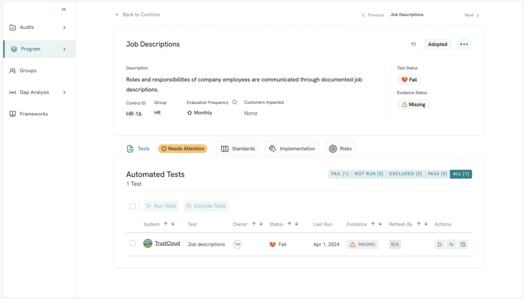 TrustCloud vs Drata User Interface