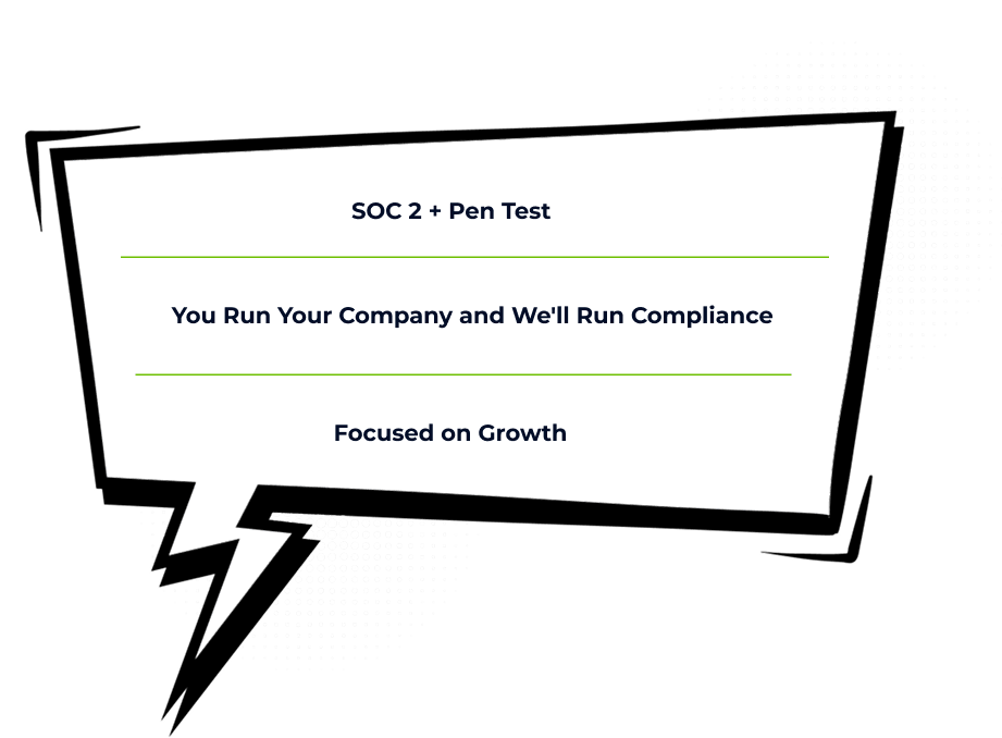 Promotional card combining SOC 2 compliance and penetration testing services