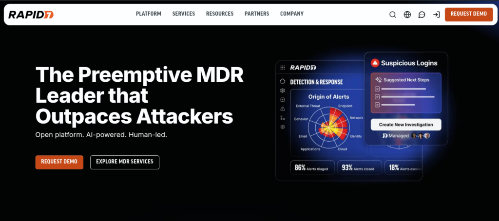 Penetration Testing Company Rapid7 Homepage