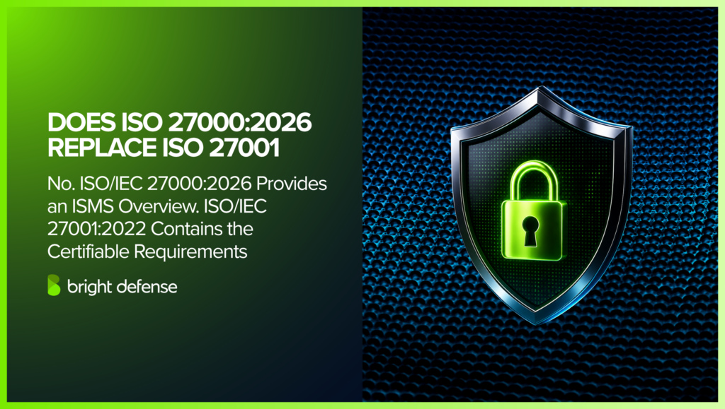 ISO 27000:2026 does not replace ISO 27001. It provides an ISMS overview, while ISO 27001:2022 contains the certifiable requirements.