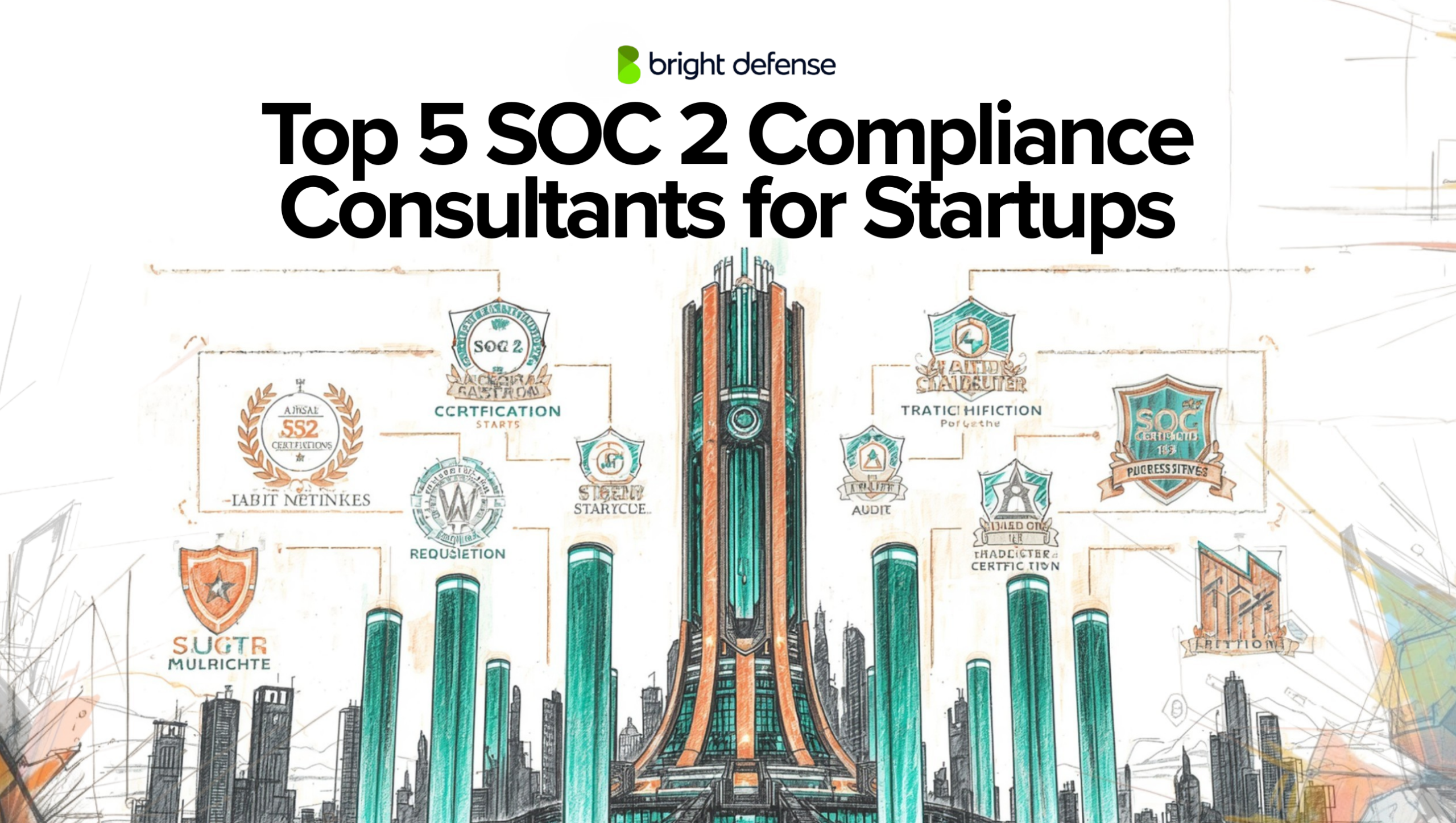 Illustration comparing the top five SOC 2 compliance consultants for startups
