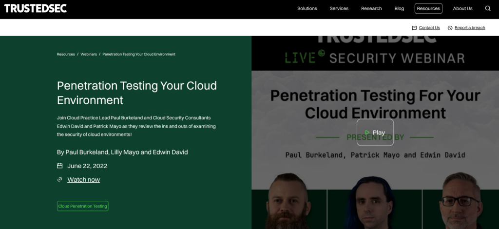 TrustedSec Cloud Penetration Testing